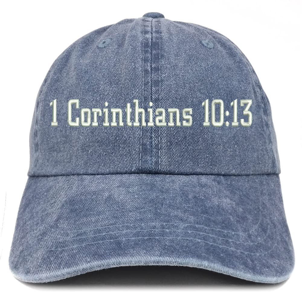 Trendy Apparel Shop 1 Corinthians 10:13 Washed Pigment Dyed Baseball Cap