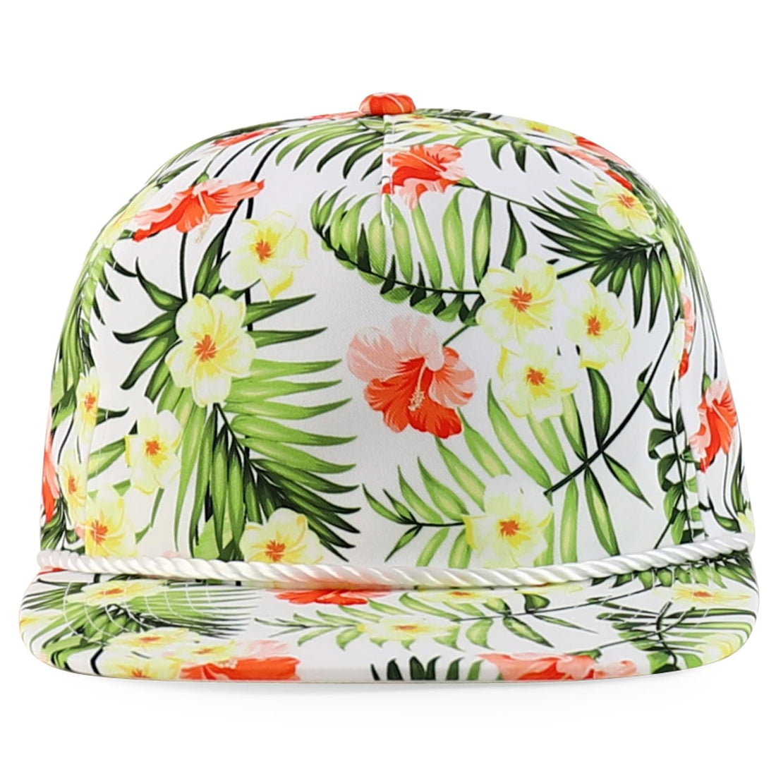 Trendy Apparel Shop Floral Print Unstructured 5 Panel Flatbill Rope Baseball Cap