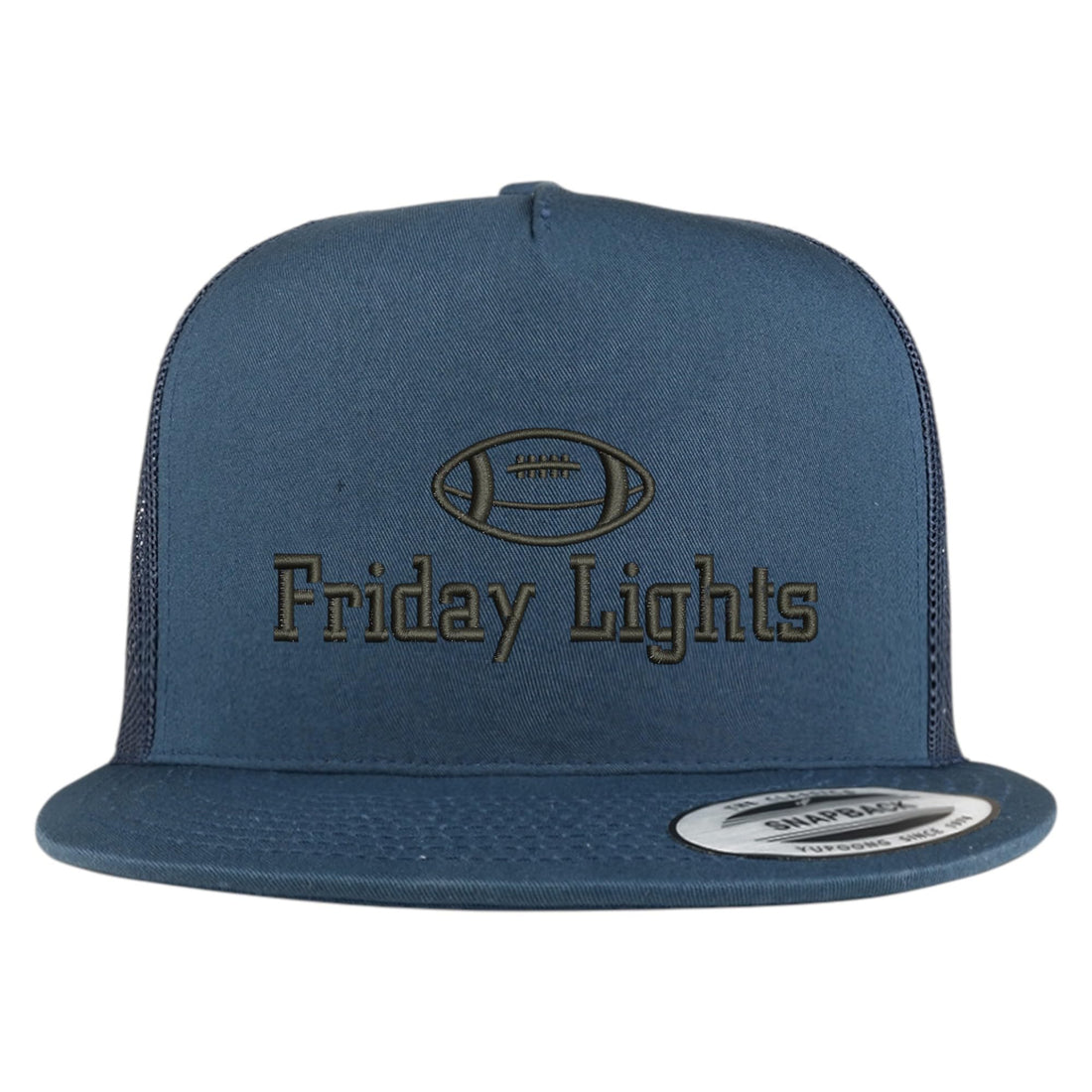 Trendy Apparel Shop Football Friday Lights Embroidered 5 Panel Flatbill Trucker Mesh Cap