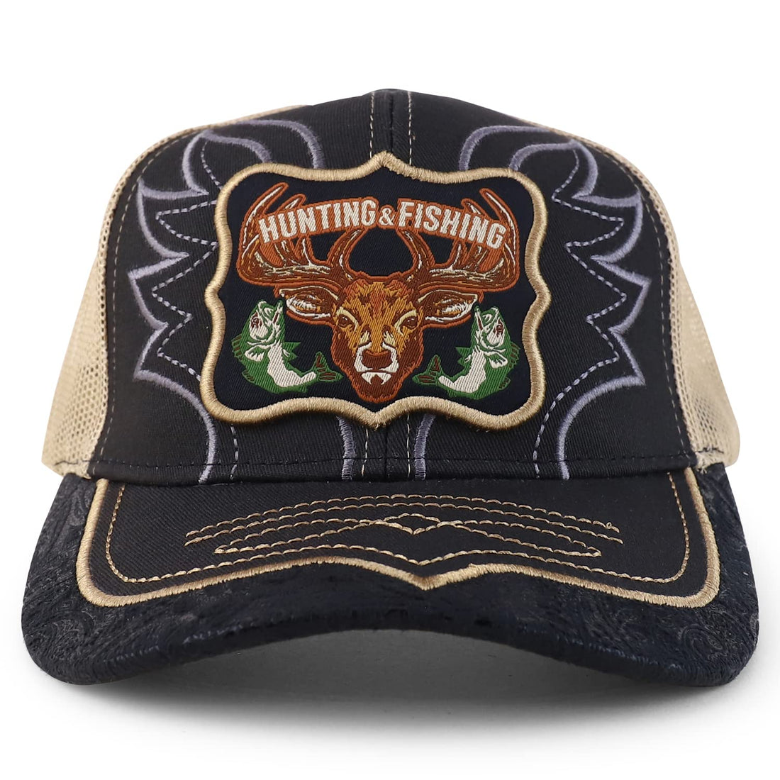 Trendy Apparel Shop Hunting&Fishing Embroidered Trucker Mesh Baseball Cap