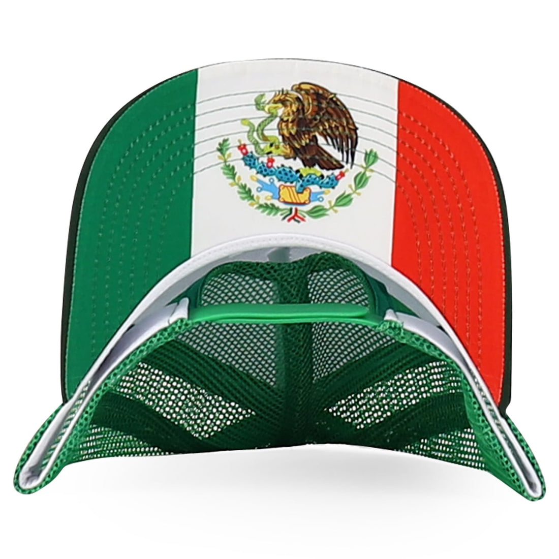 Trendy Apparel Shop 5 Panel Structured Trucker Cap with Mexico Flag Design Undervisor