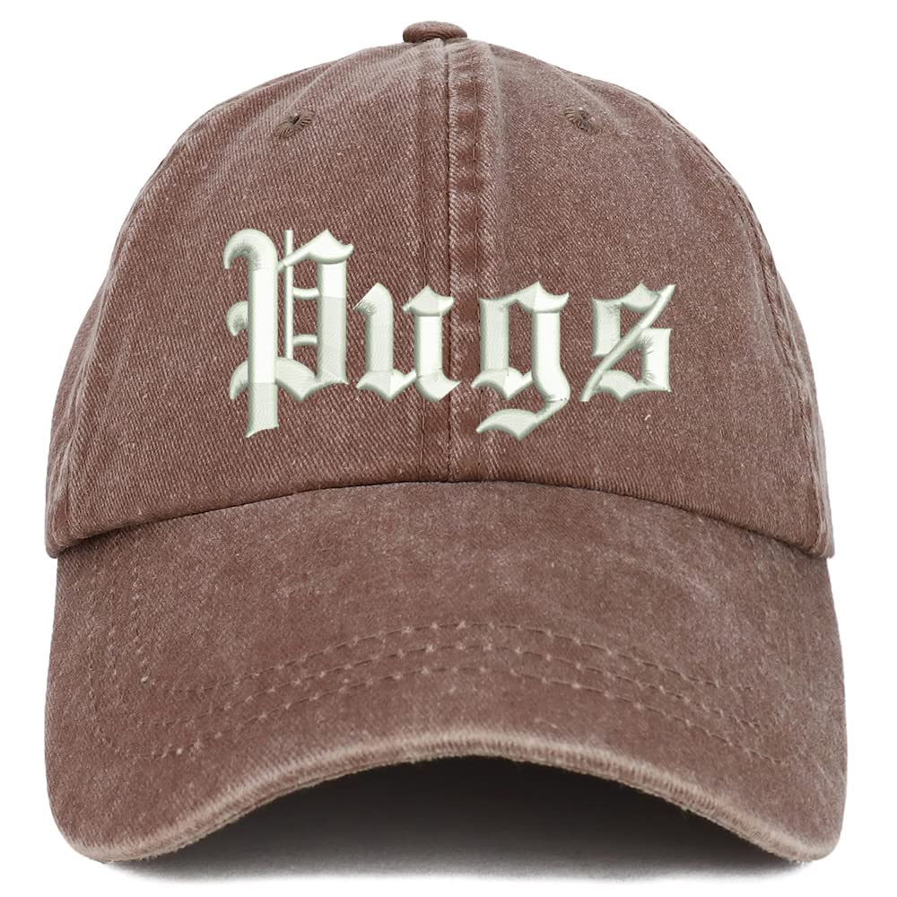 Trendy Apparel Shop Old English Pugs Washed Pigment Dyed Baseball Cap