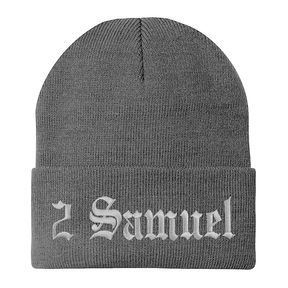 Trendy Apparel Shop 2 Samuel Old English Embroidered Long Cuff Beanie