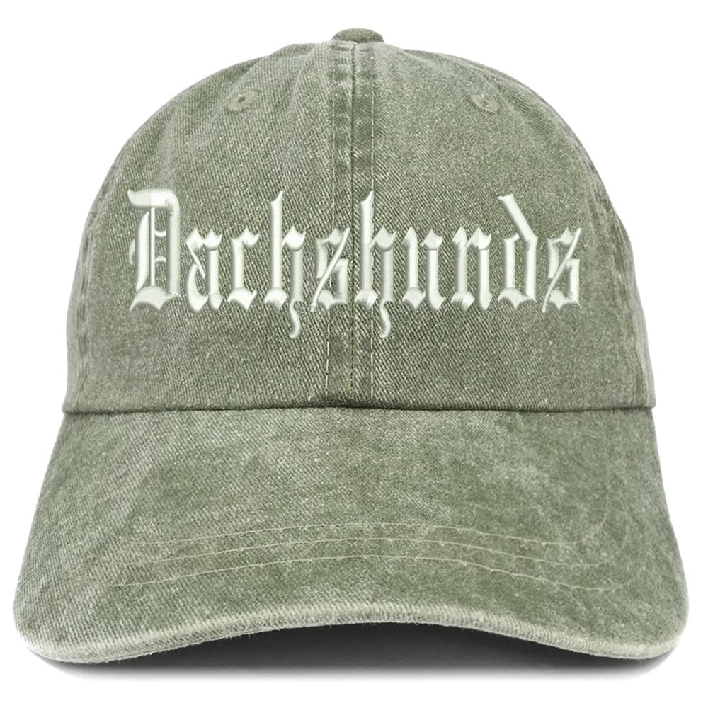Trendy Apparel Shop Old English Dachshunds Washed Pigment Dyed Baseball Cap