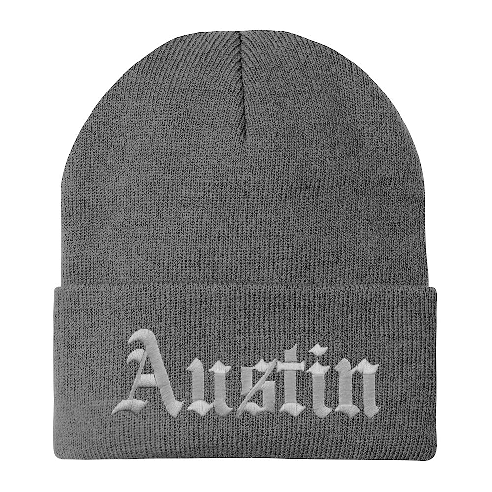 Trendy Apparel Shop Austin Old English Embroidered Long Cuff Beanie