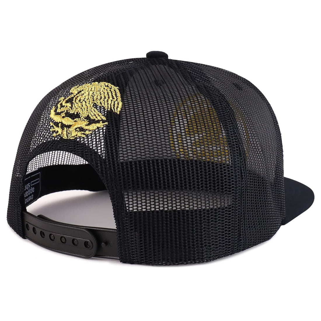Trendy Apparel Shop Oversized XXL City of Mexico Eagle Embroidered Flat Bill Trucker Mesh Cap
