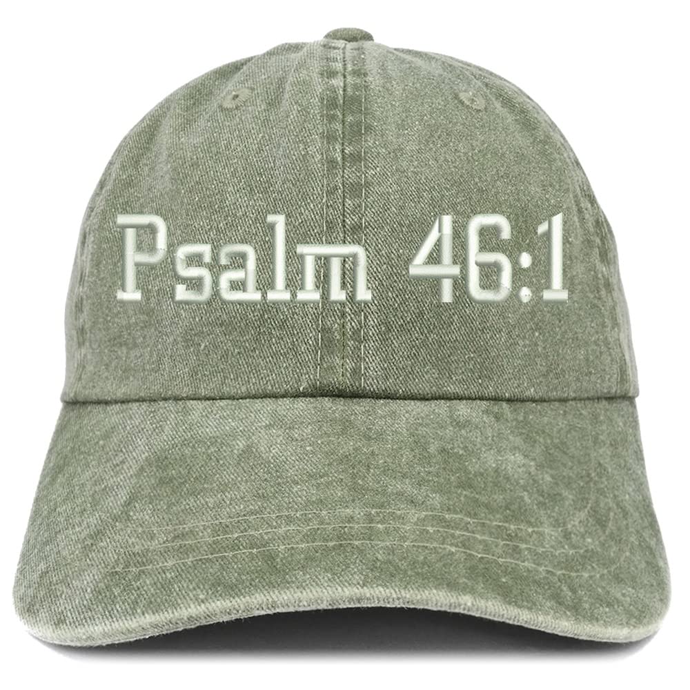 Trendy Apparel Shop Psalm 46:1 Washed Pigment Dyed Baseball Cap
