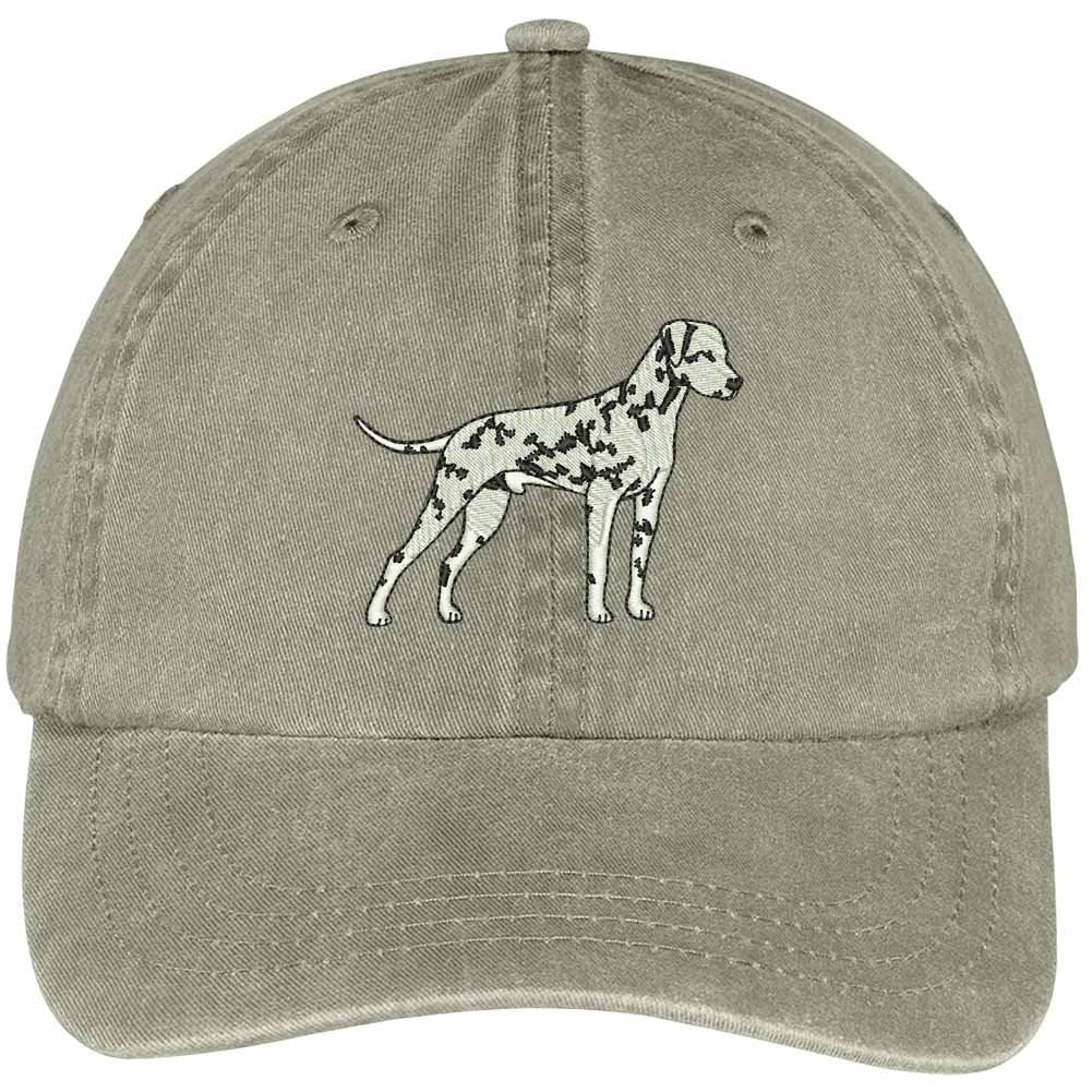 Trendy Apparel Shop Dalmatian Embroidered Dog Theme Low Profile Dad Hat Cotton Cap - Khaki