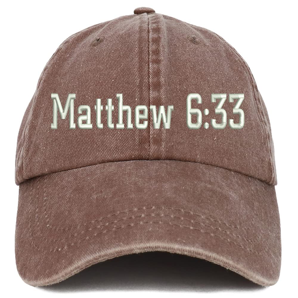 Trendy Apparel Shop Matthew 6:33 Washed Pigment Dyed Baseball Cap