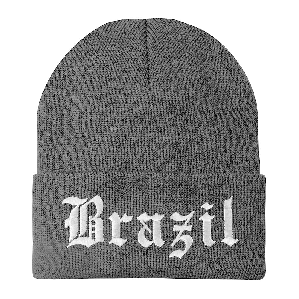 Trendy Apparel Shop Brazil Old English Embroidered Long Cuff Beanie