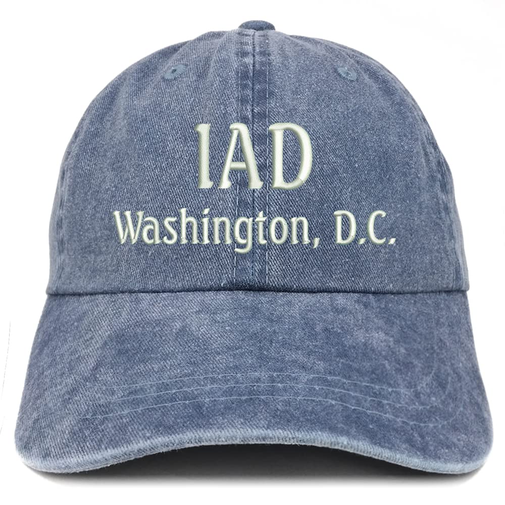 Trendy Apparel Shop IAD Washington DC Embroidered Pigment Dyed Washed Baseball Cap