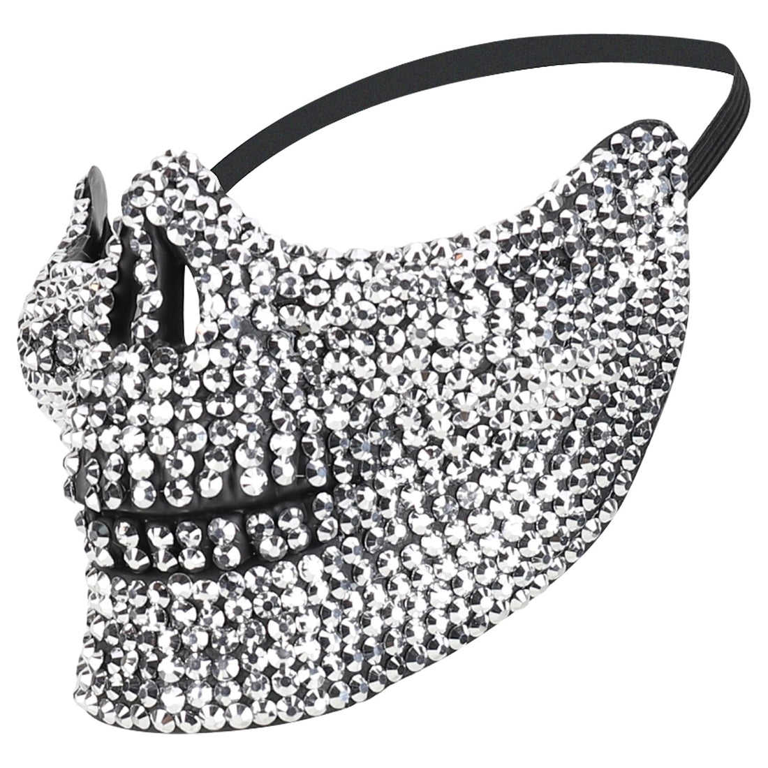 Trendy Apparel Shop Bling Rhinestone Skull Half Mask Costume Accessory