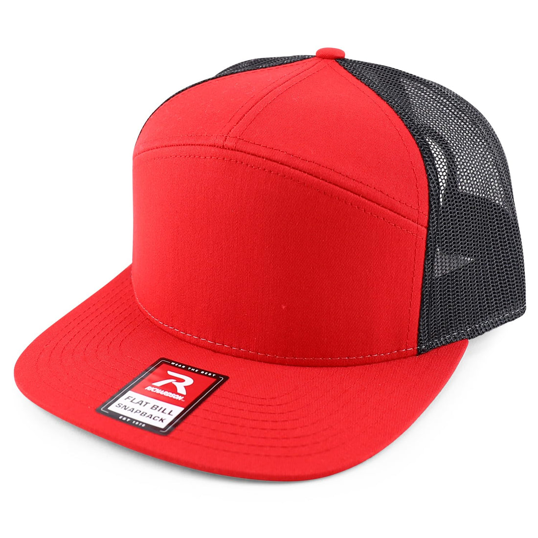 Trendy Apparel Shop Structured High Profile 7 Panel Flat Bill Mesh Back Snapback Cap