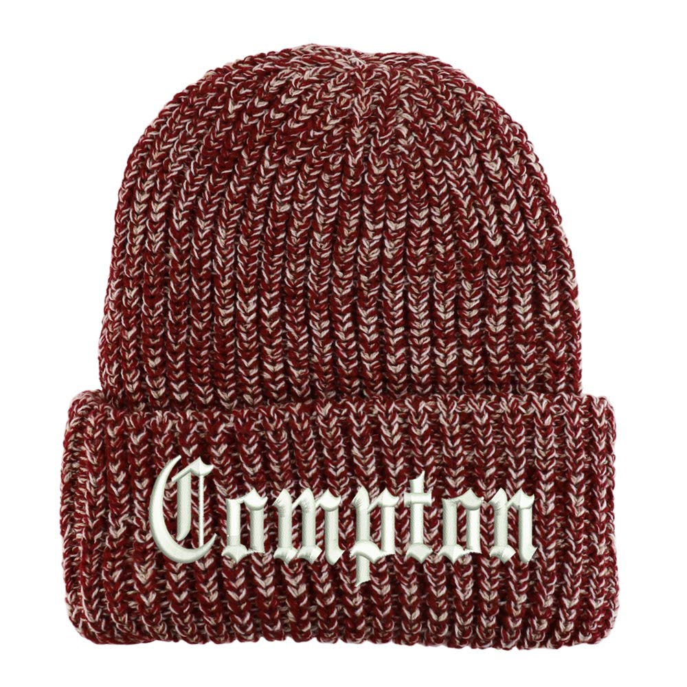 Trendy Apparel Shop Compton City Old English Long Cuffed Thick Ribbed Beanie