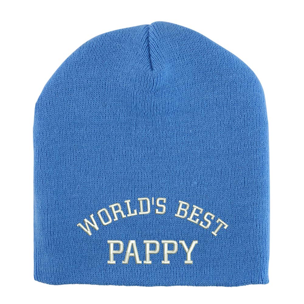 Trendy Apparel Shop World's Best Pappy Embroidered Made in USA Short Acrylic Knit Winter Beanie Hat