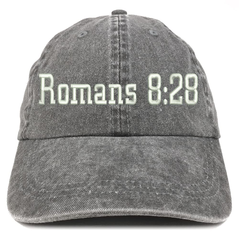 Trendy Apparel Shop Romans 8:28 Washed Pigment Dyed Baseball Cap