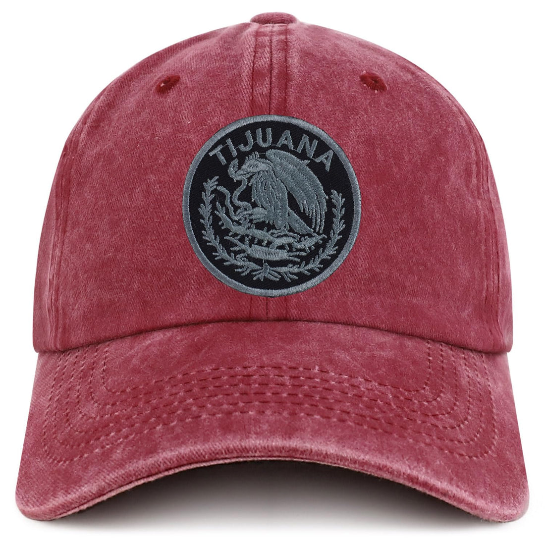 Trendy Apparel Shop Tijuana Mexico Charcoal Embroidered Patch Pigment Dyed Washed Baseball Cap
