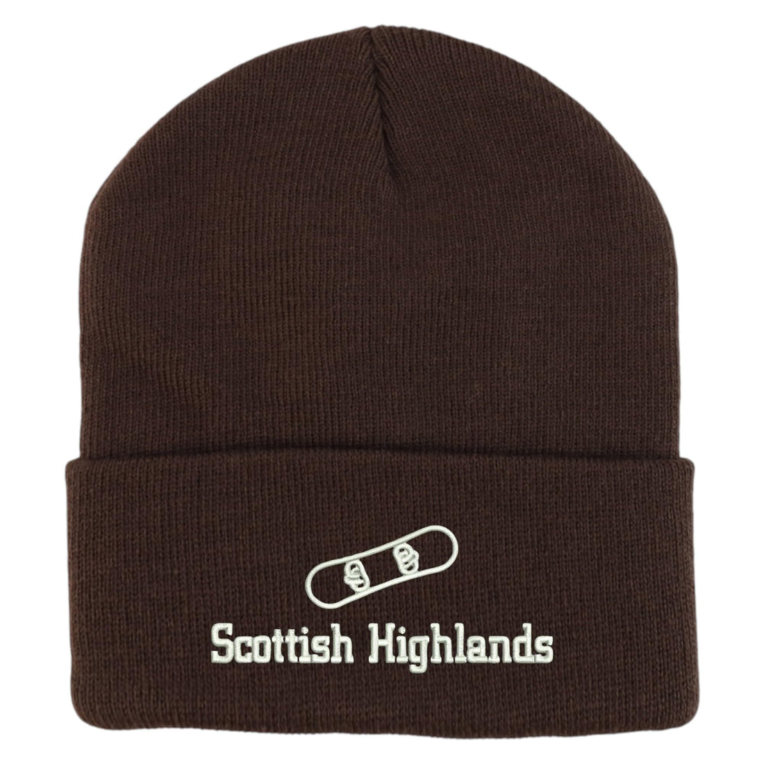 Trendy Apparel Shop Scottish Highlands Snowboard Logo Embroidered Long Cuff Beanie