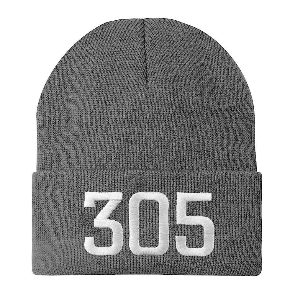 Trendy Apparel Shop Miami 305 Old English Embroidered Long Cuff Beanie