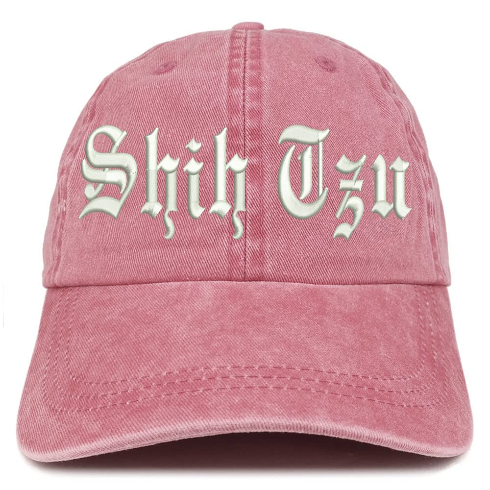 Trendy Apparel Shop Old English Shih Tzu Washed Pigment Dyed Baseball Cap