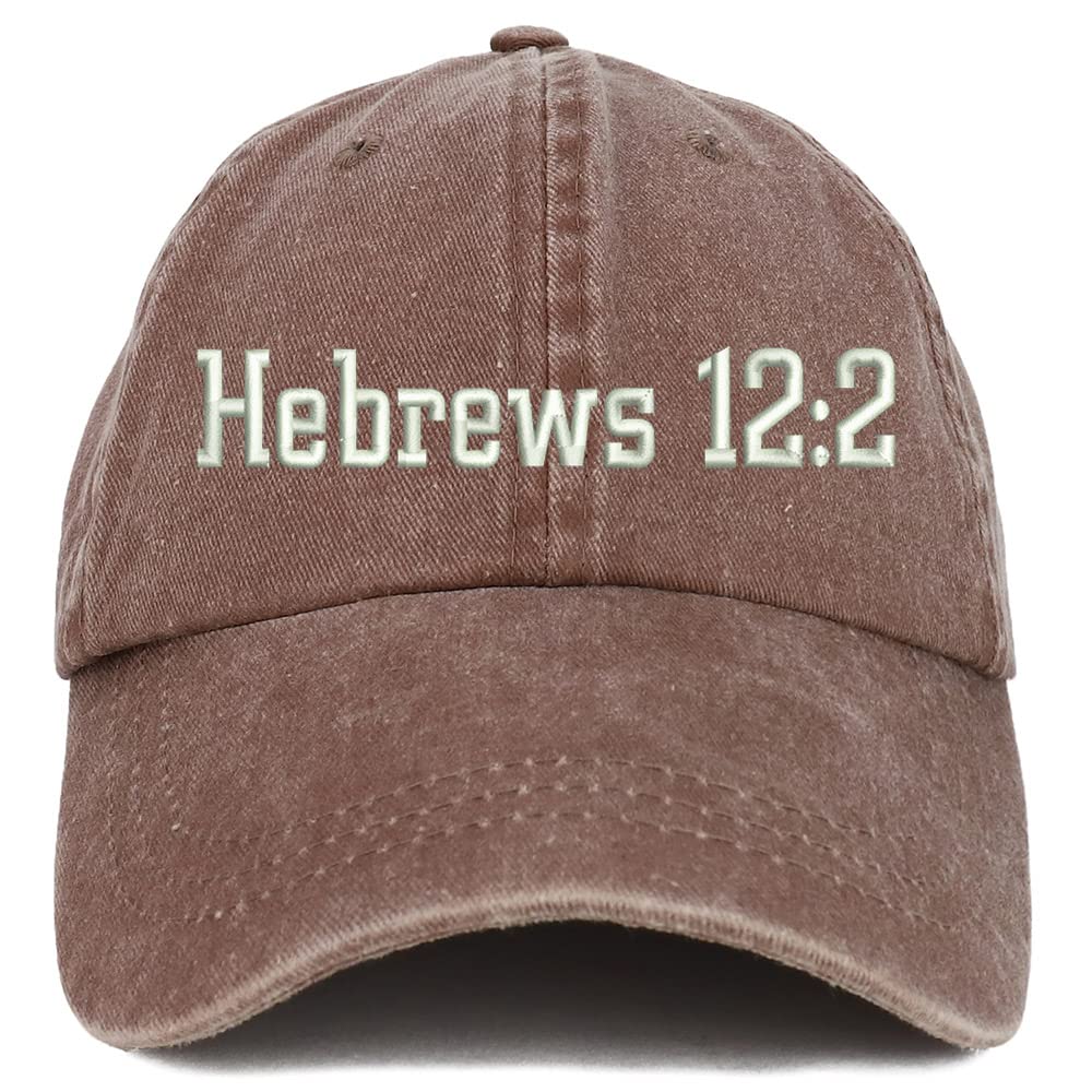 Trendy Apparel Shop Hebrews 12:2 Washed Pigment Dyed Baseball Cap