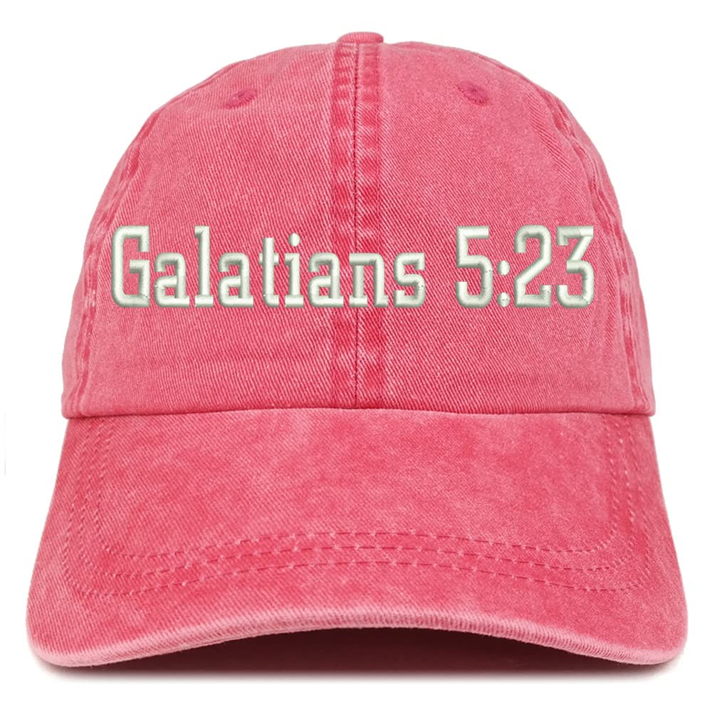 Trendy Apparel Shop Galatians 5:23 Washed Pigment Dyed Baseball Cap