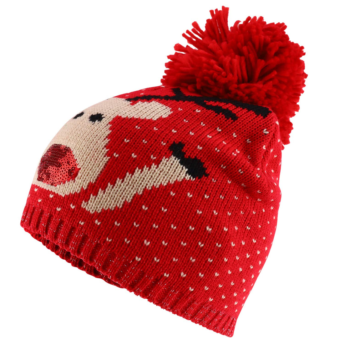 Trendy Apparel Shop Happy Holidays Christmas Theme Winter Xmas Pom Beanies