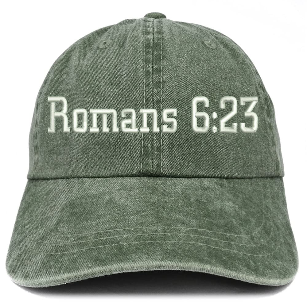 Trendy Apparel Shop Romans 6:23 Washed Pigment Dyed Baseball Cap