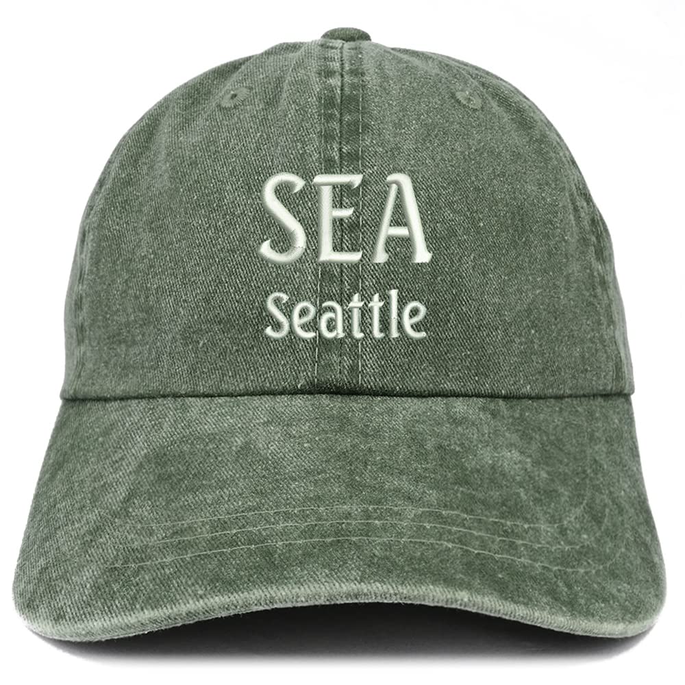 Trendy Apparel Shop SEA Seattle Embroidered Pigment Dyed Washed Baseball Cap