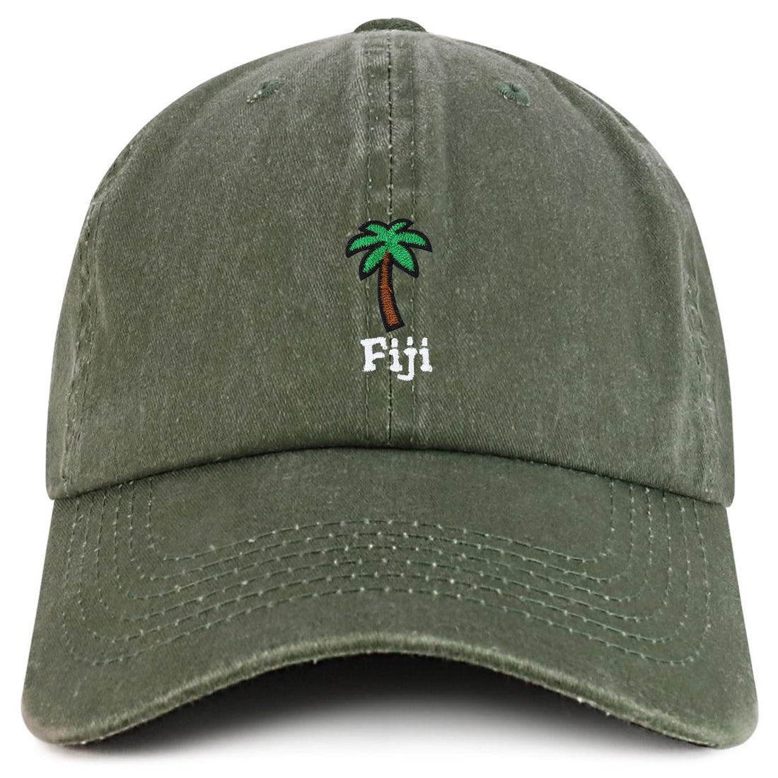 Trendy Apparel Shop Fiji with Palm Tree Embroidered Pigment Dyed Cotton Baseball Cap
