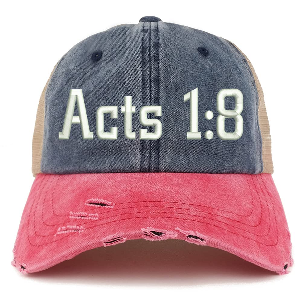 Trendy Apparel Shop Acts 1:8 Frayed Bill Trucker Mesh Back Cap