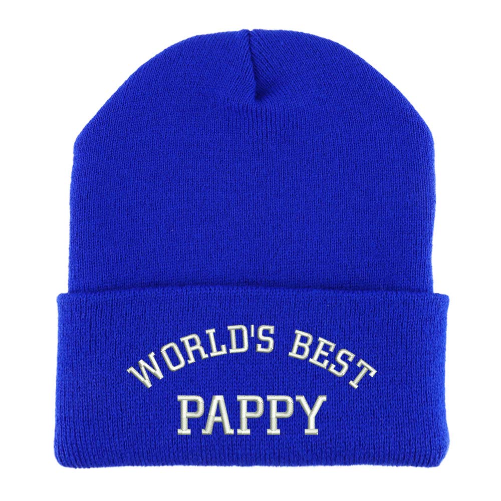 Trendy Apparel Shop World's Best Pappy Embroidered Made in USA Cuff Folded Acylic Knit Winter Beanie Hat