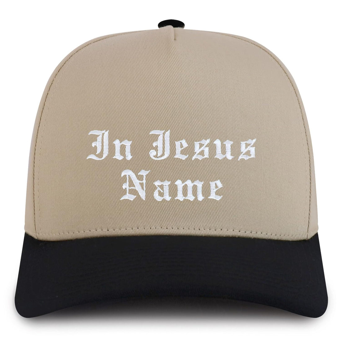 Trendy Apparel Shop in Jesus Name Embroidered 5 Panel Structured Baseball Cap