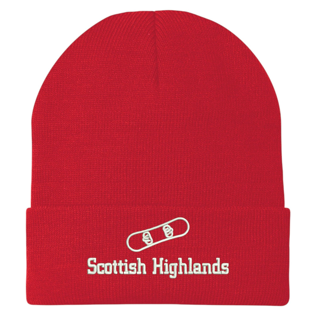 Trendy Apparel Shop Scottish Highlands Snowboard Logo Embroidered Long Cuff Beanie