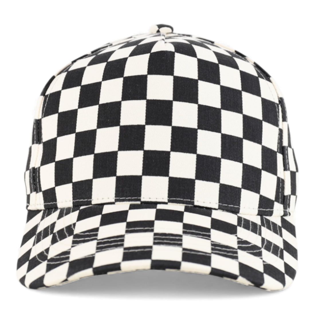 Trendy Apparel Shop Structured 5 Panel Checkered Print Baseball Cap