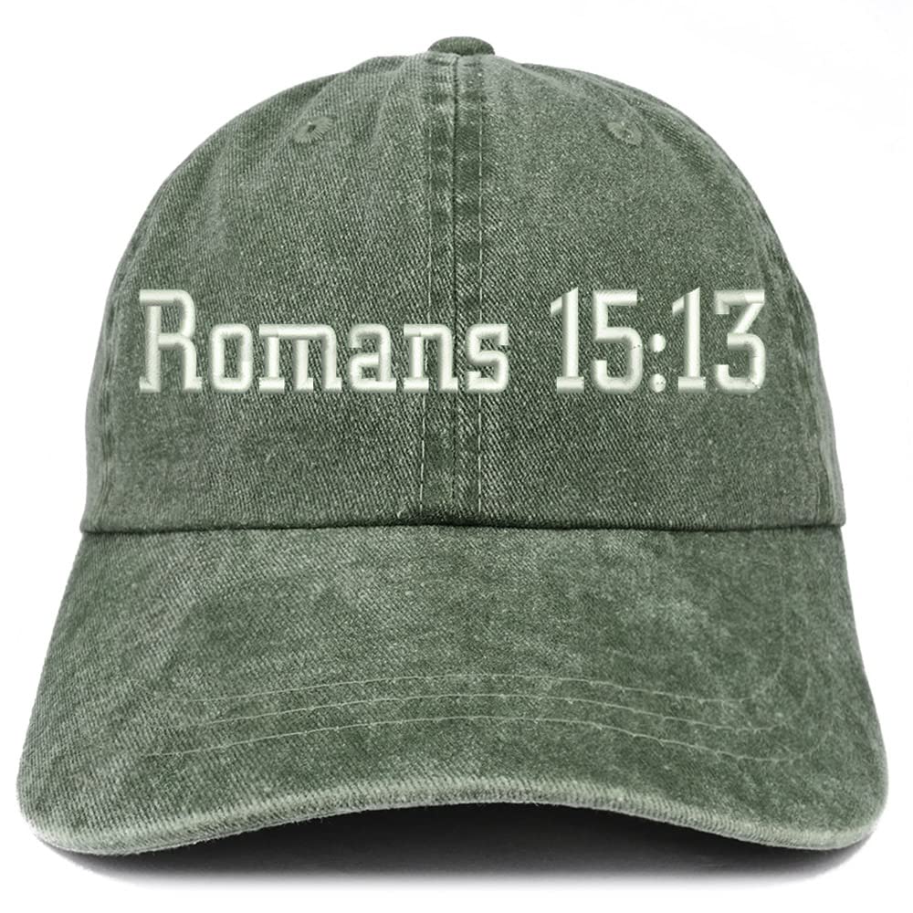 Trendy Apparel Shop Romans 15:13 Washed Pigment Dyed Baseball Cap