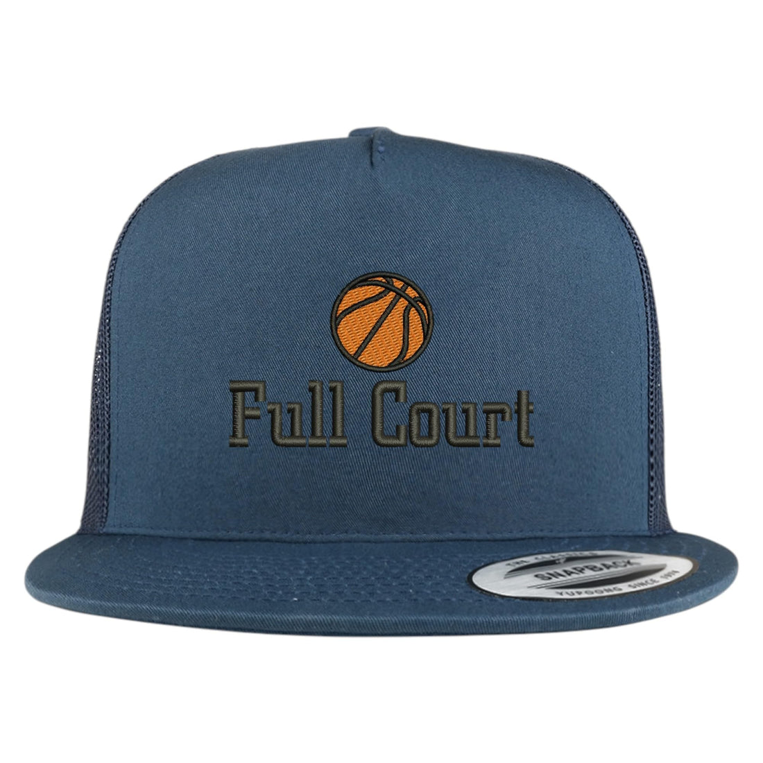 Trendy Apparel Shop Basketball Full Court Embroidered 5 Panel Flatbill Trucker Mesh Cap