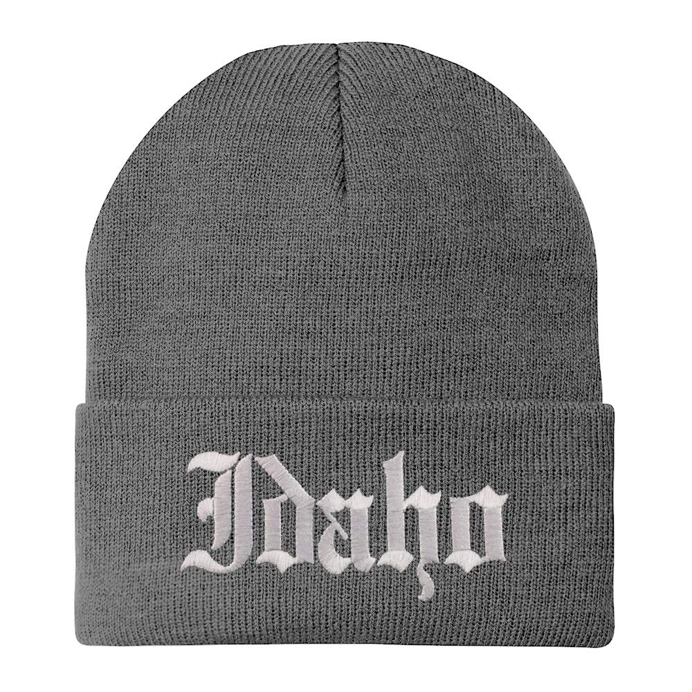 Trendy Apparel Shop Idaho State Old English Embroidered Long Cuff Beanie