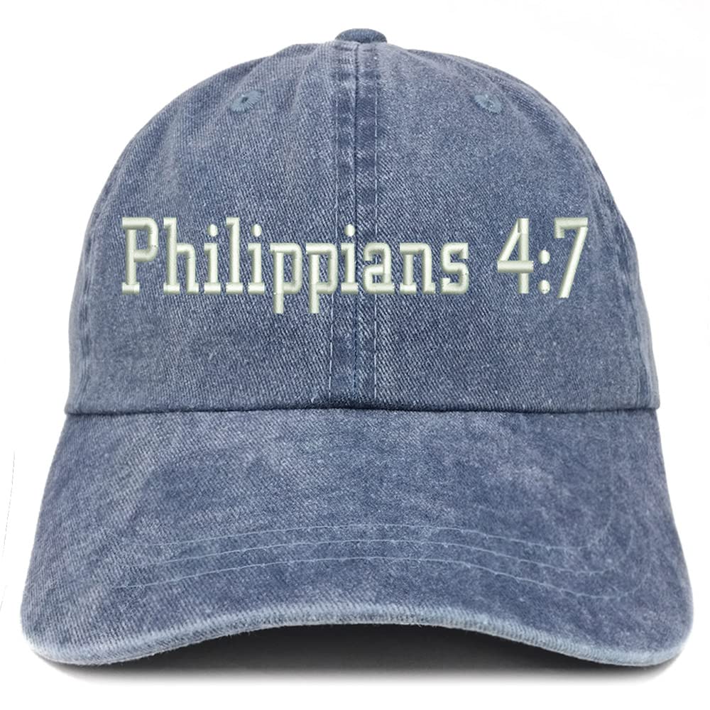 Trendy Apparel Shop Philippians 4:7 Washed Pigment Dyed Baseball Cap