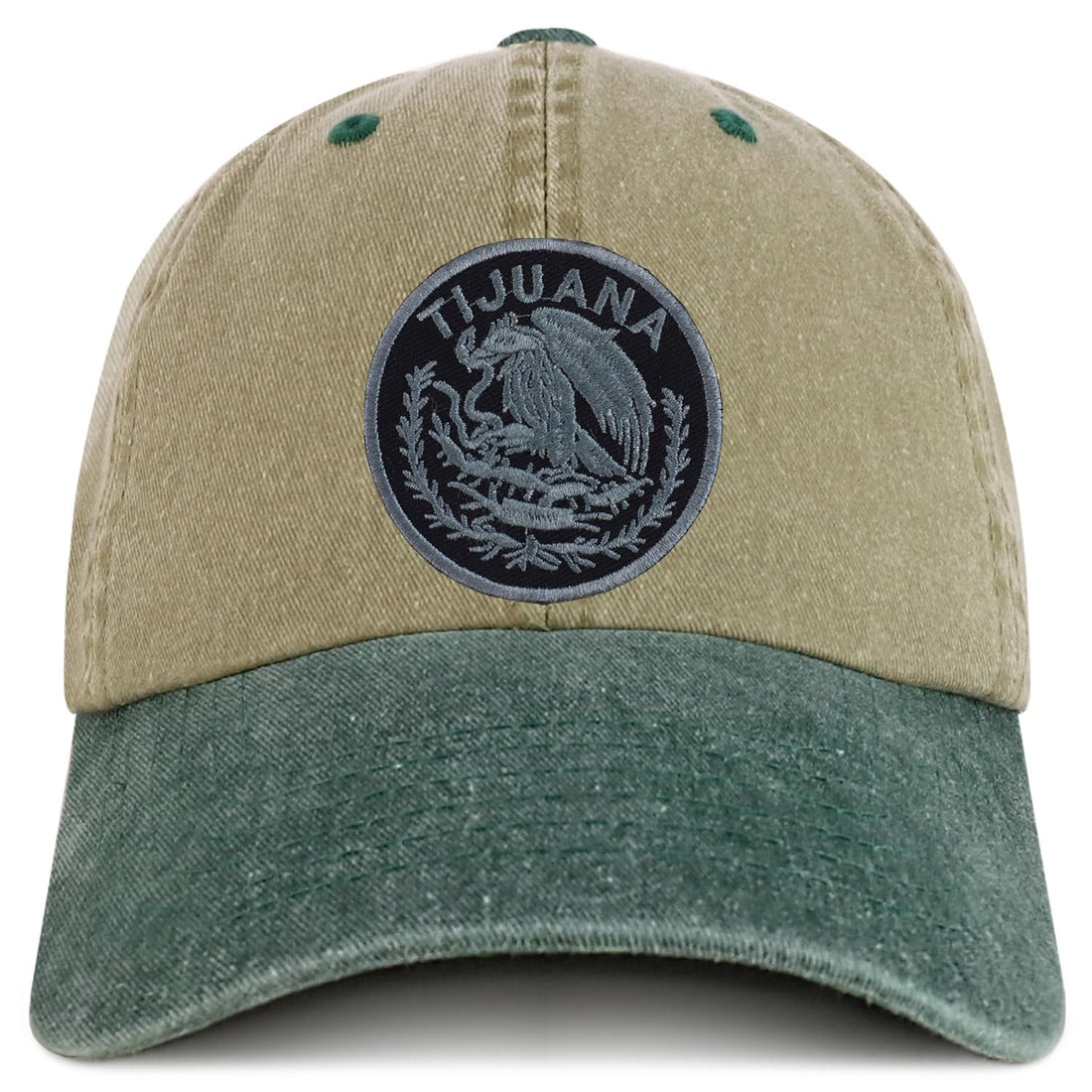 Trendy Apparel Shop Tijuana Mexico Charcoal Embroidered Patch Pigment Dyed Washed Baseball Cap