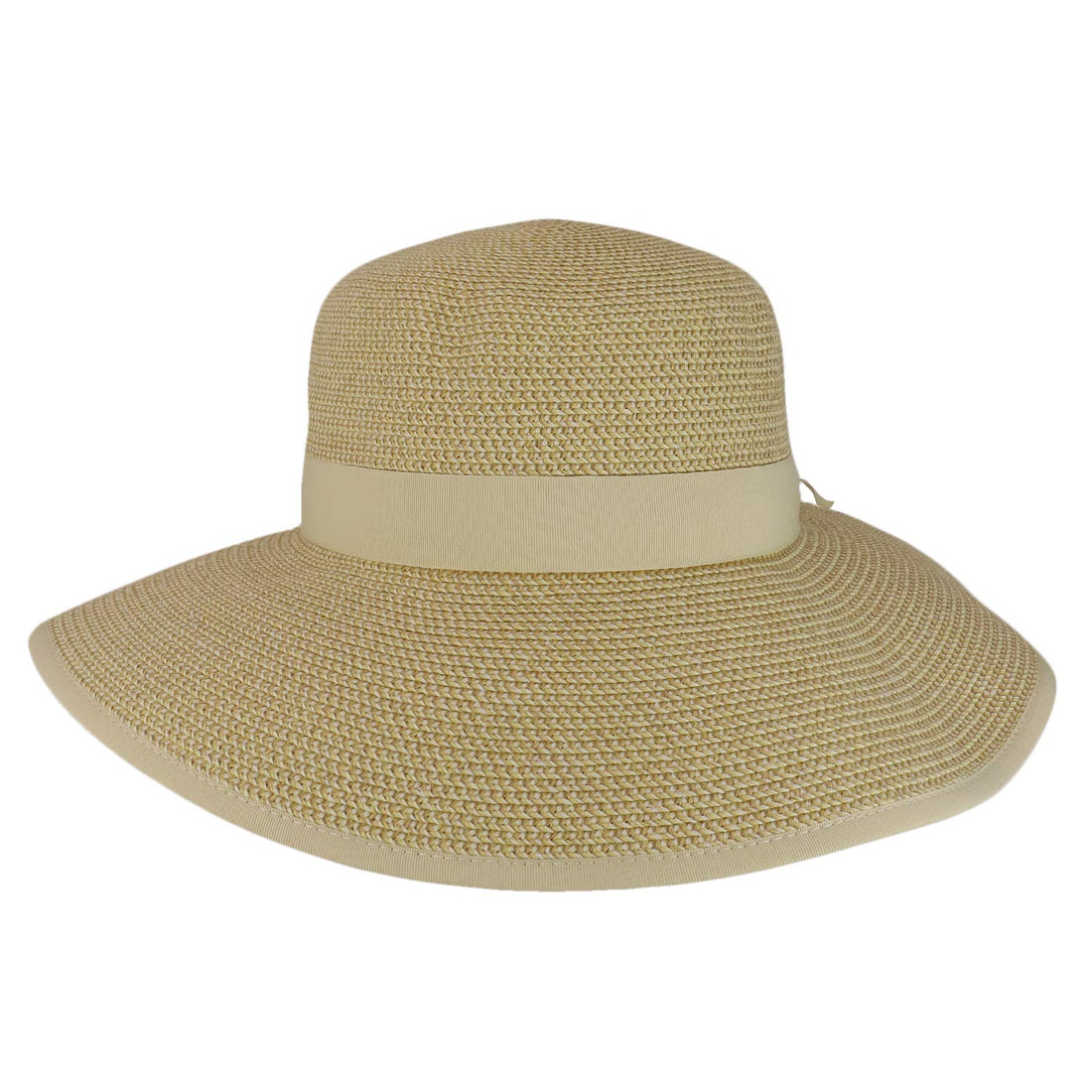 Trendy Apparel Shop UPF 50+ Grosgrain Ribbon Band Paper Braid Tweed Sun Hat