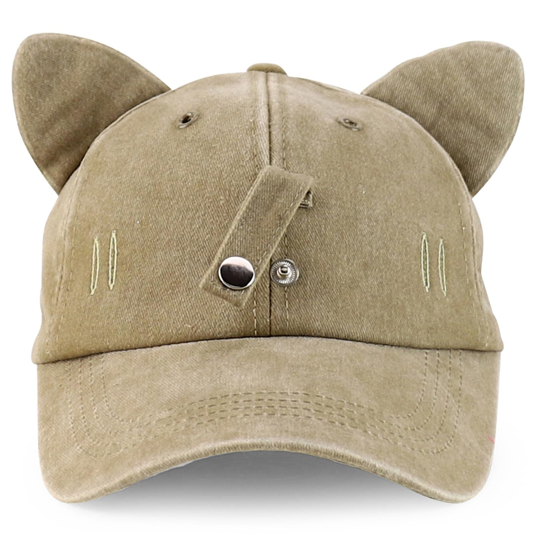Trendy Apparel Shop Washed Cotton Cat Ear Baseball Cap with Sunglasses Holder