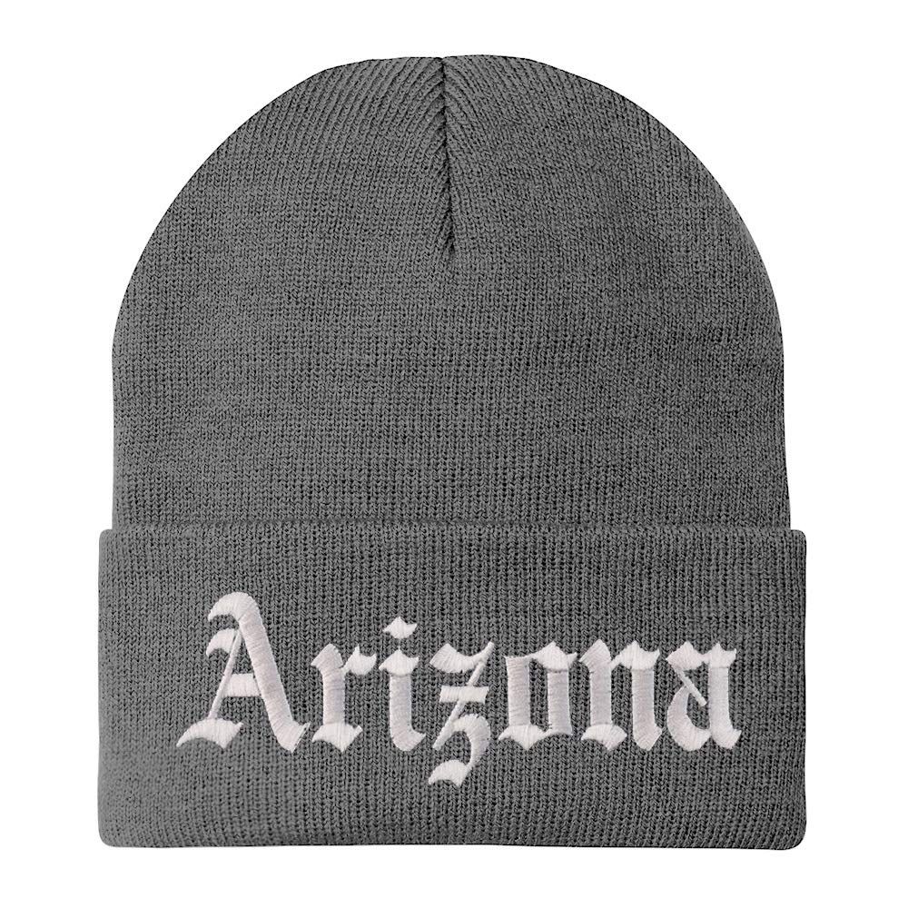 Trendy Apparel Shop Arizona State Old English Embroidered Long Cuff Beanie
