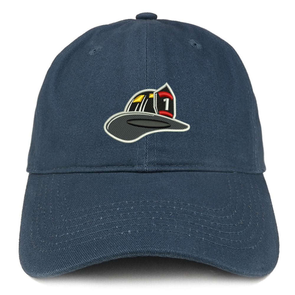 Trendy Apparel Shop Fire FD Hat Embroidered Brushed Cotton Dad Hat Ball Cap - Navy