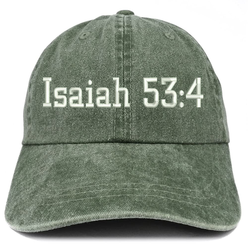 Trendy Apparel Shop Isaiah 53:4 Washed Pigment Dyed Baseball Cap