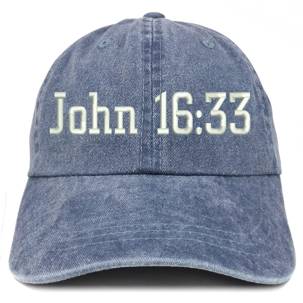 Trendy Apparel Shop John 16:33 Washed Pigment Dyed Baseball Cap