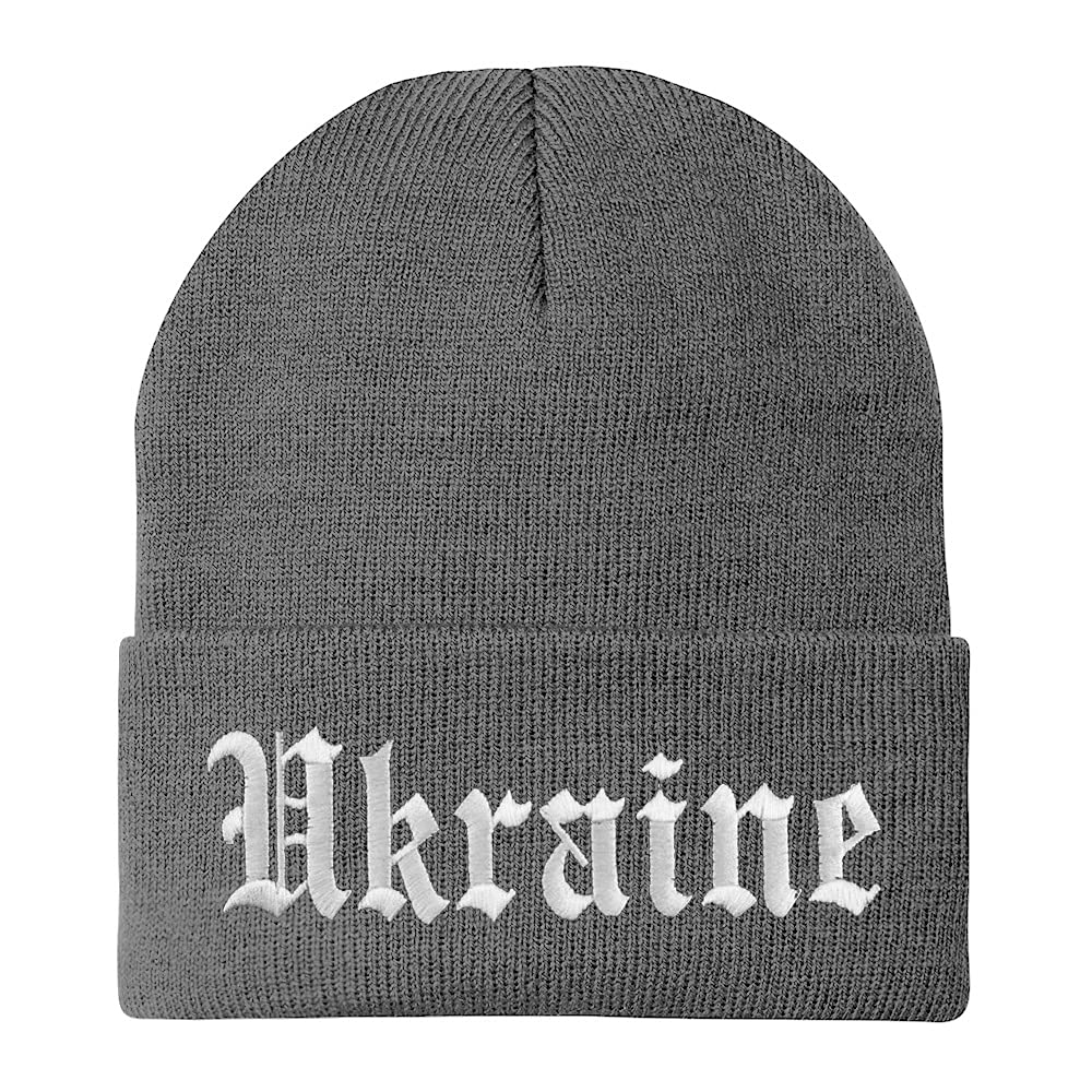 Trendy Apparel Shop Ukraine Old English Embroidered Long Cuff Beanie