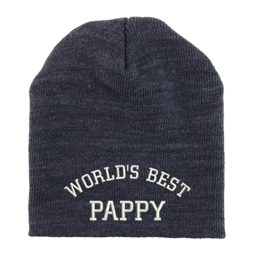 Trendy Apparel Shop World's Best Pappy Embroidered Made in USA Short Acrylic Knit Winter Beanie Hat