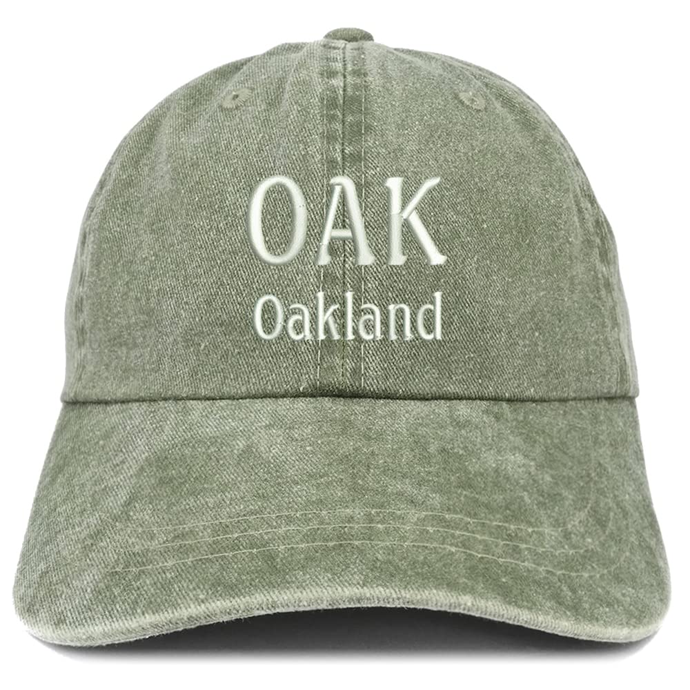 Trendy Apparel Shop Oak Oakland Embroidered Pigment Dyed Washed Baseball Cap