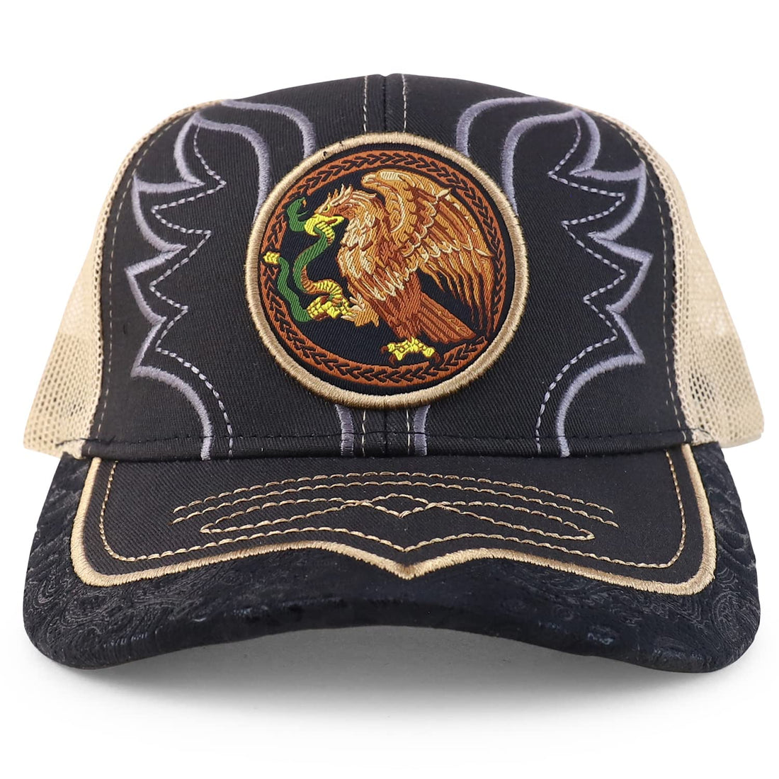 Trendy Apparel Shop 3D Mexico Eagle Embroidered Trucker Mesh Baseball Cap